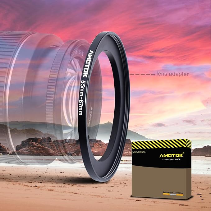 55mm Lens to 67mm Camera Lens Adapter, 55mm to 67mm Filter Step-up Ring Adapter by AMOTOK