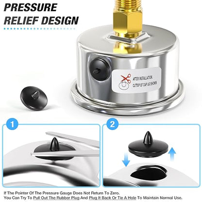 MEANLIN MEASURE 0~15Psi Dry Low Pressure Gauge Stainless Steel 1/4" NPT 2" FACE - Image 6