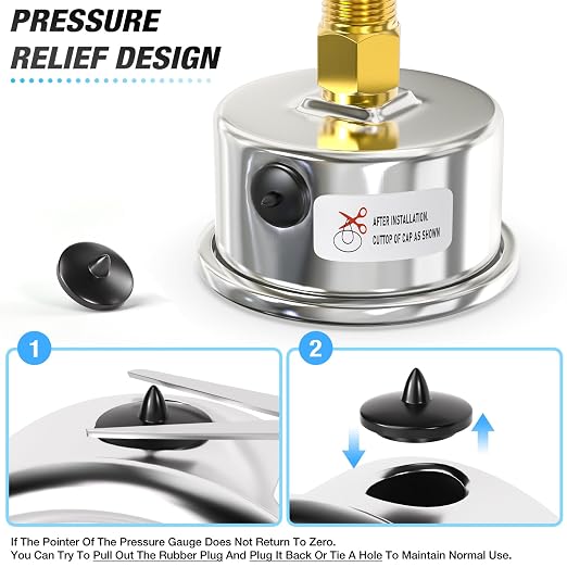 MEANLIN MEASURE 0~30Psi Dry Low Pressure Gauge Stainless Steel 1/4" NPT 2" FACE - Image 6