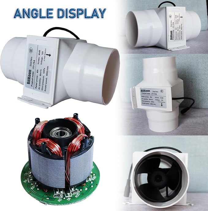 Inline Duct Fans 3 Inch 12V Extractor Fan 6W 47Cfm Plastic Variable Vent Blower - Image 3
