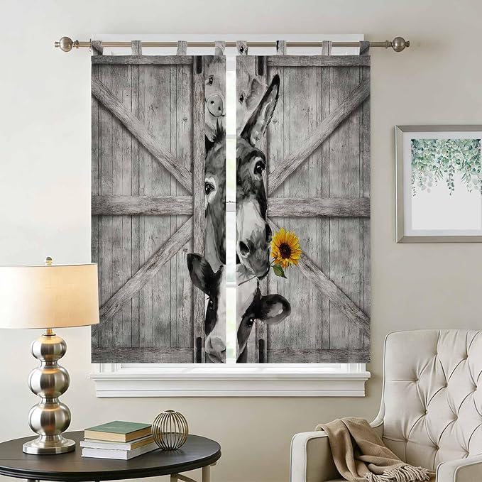 Funny Farm Animals Living Room Curtains 84 Inch Length, Window Curtains Tab Top - Image 2