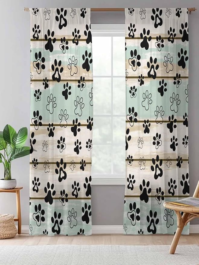 Sheer Curtains 108 Inches Long, Sage Green Beige Farmhouse Semi Sheer Curtains - Image 5