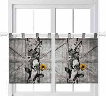 Funny Farm Animals Kitchen Curtains 36 Inch Length, Small Window Curtains Tab by Unknown