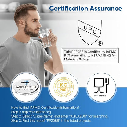 PUREPLUS 1 Micron 20" x 4.5" Whole House Sediment Home Water Filter Replacement - Image 2