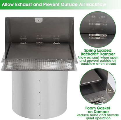 8 Inch Wall Vent, Hooded Wall Vent - Image 4