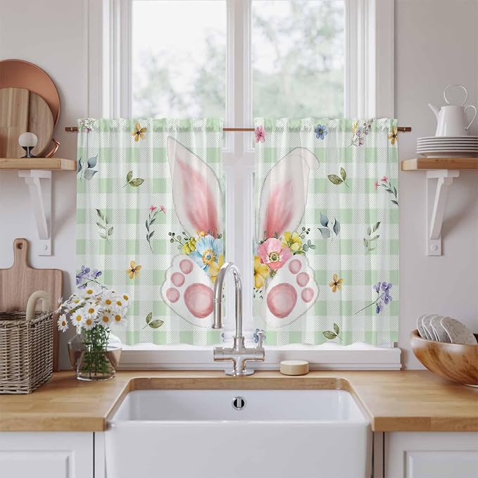 Easter Kitchen Curtains 54 Inch Long 2 Panel Set, Rod Pocket Window Curtains by Unknown