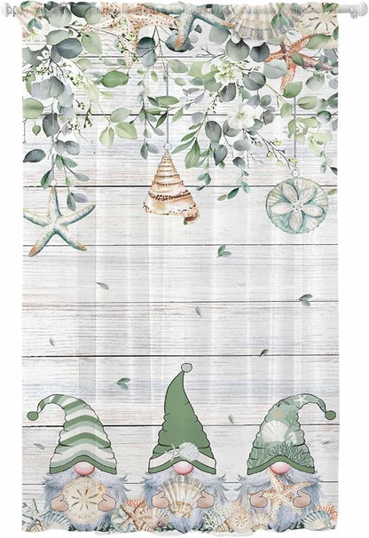 Sheer Curtains 108 Inches Long, Coastal Eucalyptus Leaf Semi Sheer Curtains by Unknown