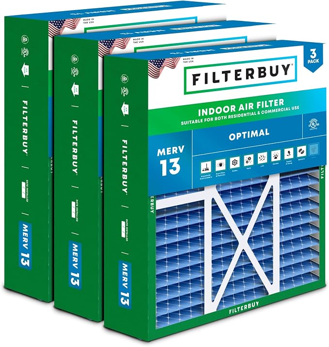 Filterbuy 20x22x5 Air Filter MERV 13 Optimal Smoke & Allergy Defense, Pleated by Filterbuy