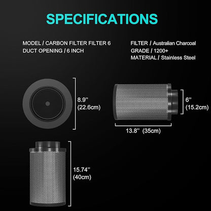 Air Carbon Filter 4 Inch, Smellines Control Removes 3X More Odors Contaminants. - Image 5