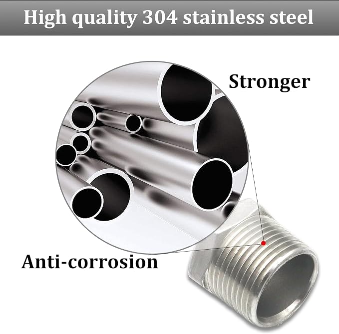 2 Pcs 304 Stainless Steel Reducer Hex Bushing, 3/8" Male NPT to 1/4" Female - Image 5