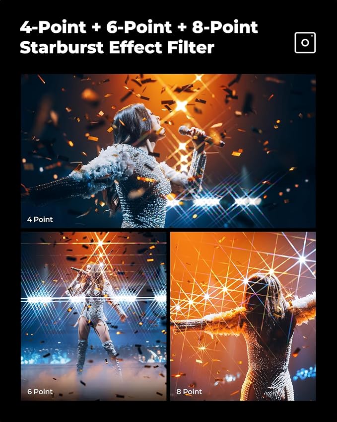 K&F CONCEPT 77mm Star Filters Kit 4 Points 6 Points 8 Points Cross Screen - Image 5