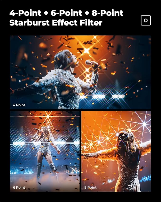 K&F CONCEPT 62mm Star Filters Kit 4 Points 6 Points 8 Points Cross Screen - Image 5