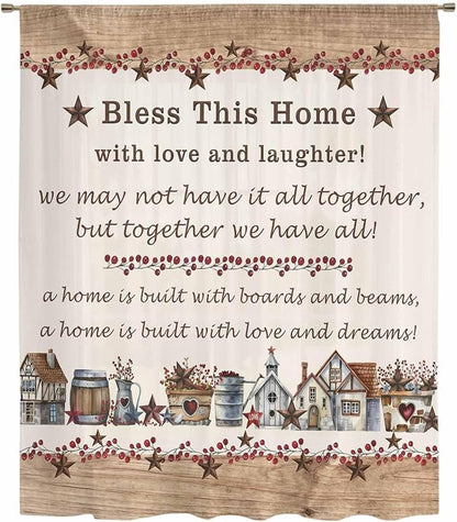 Farmhouse Sheer Curtains 54 Inch Length Country Star Barn Berry Brown Wood - Image 6