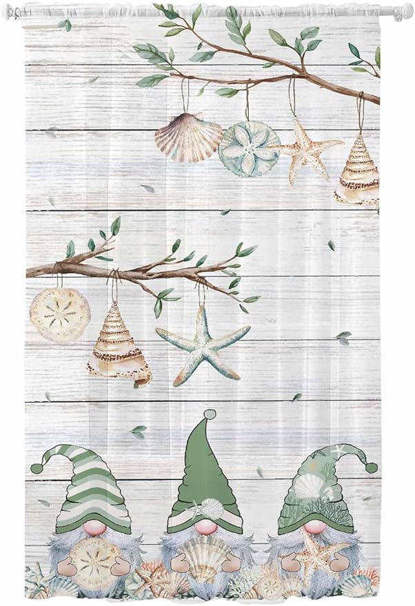 Sheer Curtains 84 Inches Long, Sage Green Gnomes Semi Sheer Curtains Light by Unknown