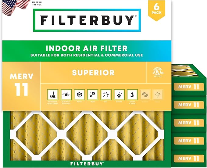 Filterbuy 12x12x2 Air Filter MERV 11 Superior Pet & Allergy Defense, by Filterbuy
