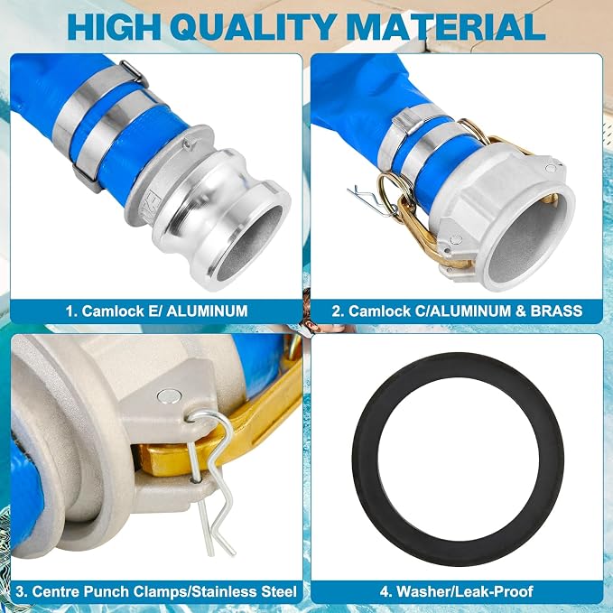 1.5" x 100 Ft Discharge Hose, Heavy Duty PVC Lay Flat Water Backwash Hose - Image 2