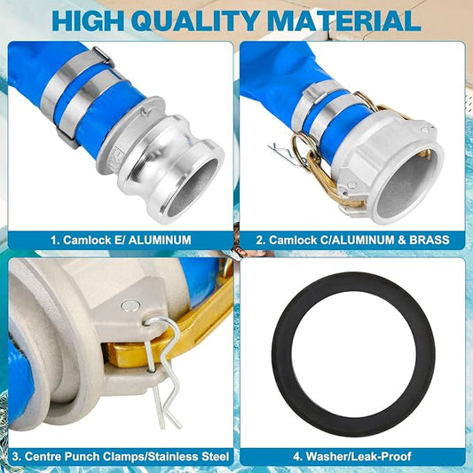 1.5" x 100 Ft Discharge Hose, Heavy Duty PVC Lay Flat Water Backwash Hose - Image 2