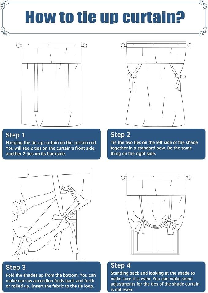 Tie Up Curtains for Windows, Sheep Sunflower Adjustable Balloon Nature Linen - Image 6