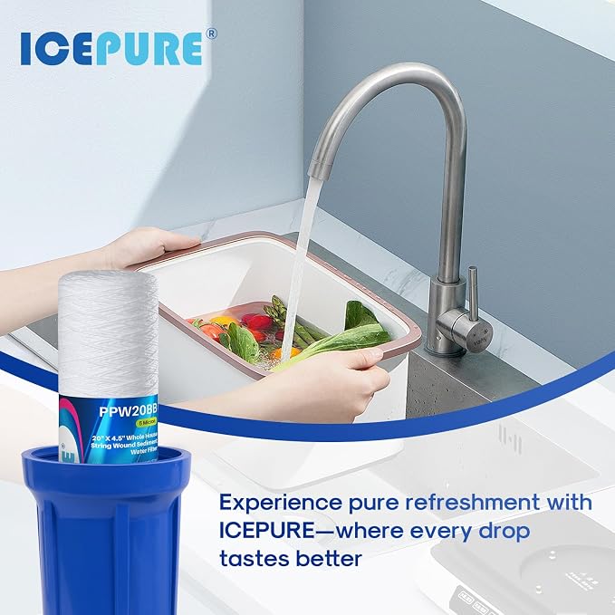 ICEPURE 5 Micron 4.5" x 20" Whole House String Wound Sediment Water Filter - Image 8