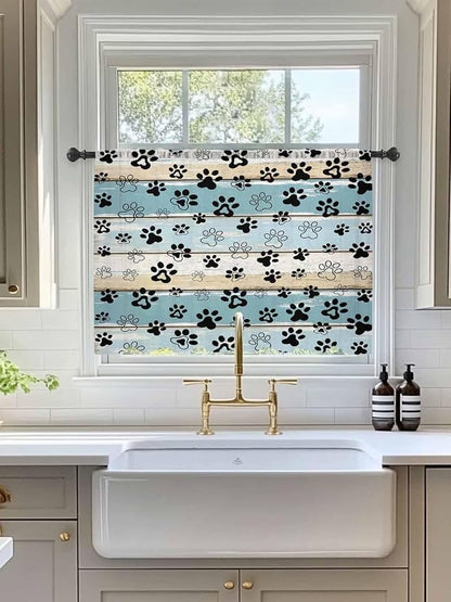 Sheer Curtains 54 Inch Length, Vintage Farmhouse Country Wood Grain Privacy - Image 3