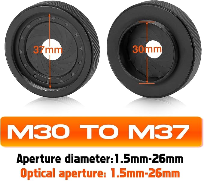 Adjustable Iris Aperture Diaphragm M30 to M37 Iris Aperture Diaphragm Adapter - Image 3