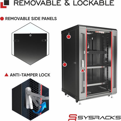 Sysracks 15U Wall Mount Server Rack Cabinet, 19” Locking Network Rack, 24” Deep - Image 5