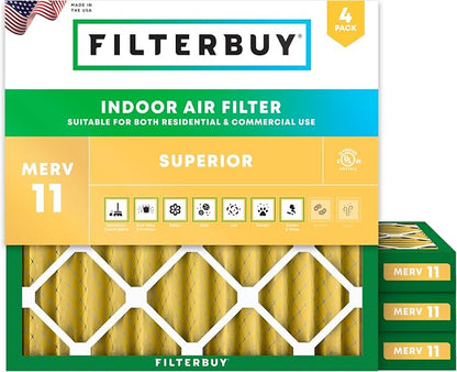 Filterbuy 25x25x2 Air Filter MERV 11 Superior Pet & Allergy Defense, by Filterbuy