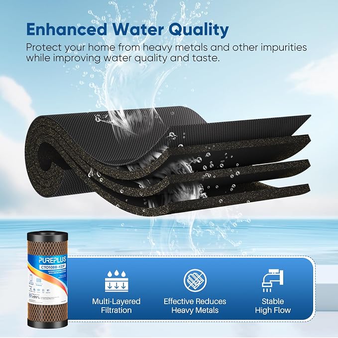 PUREPLUS 5 Micron 10" x 4.5" Whole House Coconut Shell Activated Carbon and KDF - Image 3