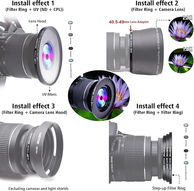 40.5mm Lens to 49mm Camera Lens Adapter, 40.5mm to 49mm Filter Step up Ring - Image 6