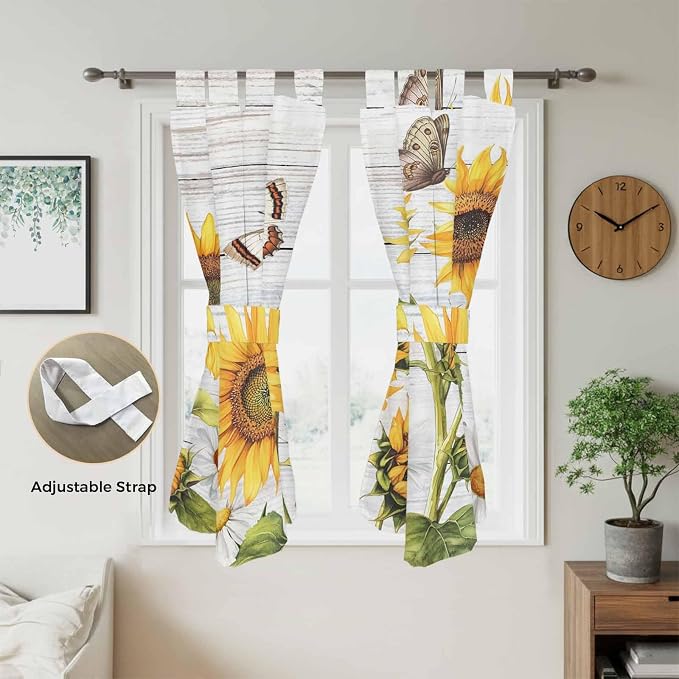 Yellow Sunflowers Living Room Curtains 84 Inch Length, Window Curtains Tab Top - Image 5