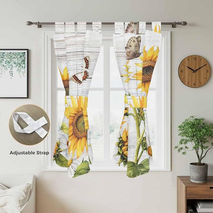Yellow Sunflowers Bathroom Curtains 63 Inch Length, Window Curtains Tab Top - Image 5