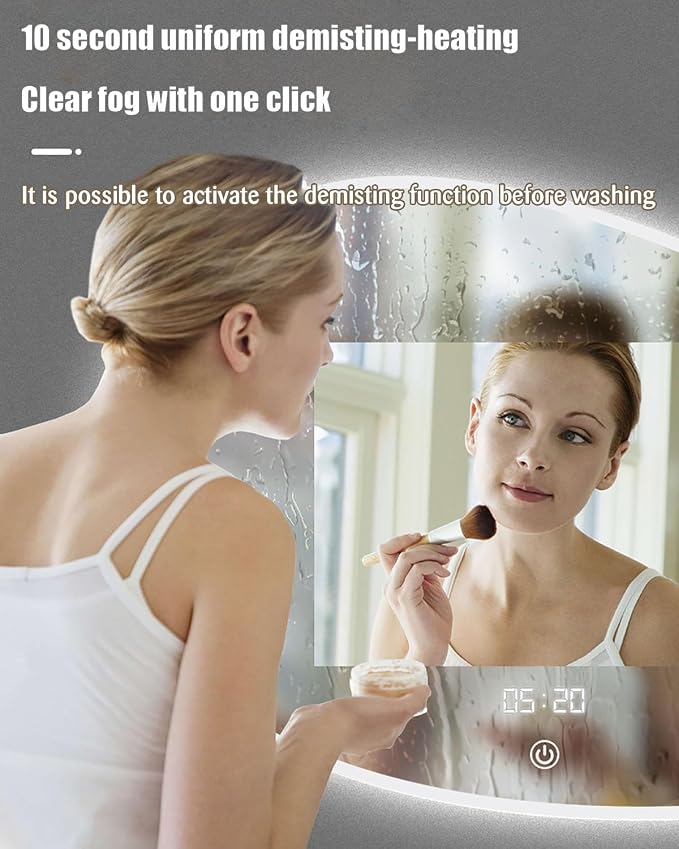 JSLJDM 500X500 mm Illuminated Backlit LED Bathroom Mirror, Wall Mounted - Image 4