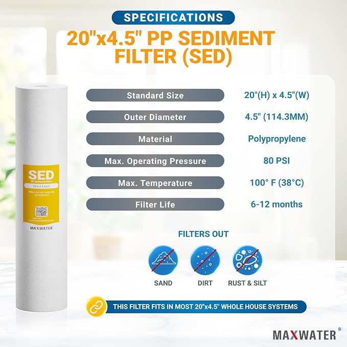 Max Water 1 Micron 20 x 4.5 Sediment Water Filter Cartridge - Image 2