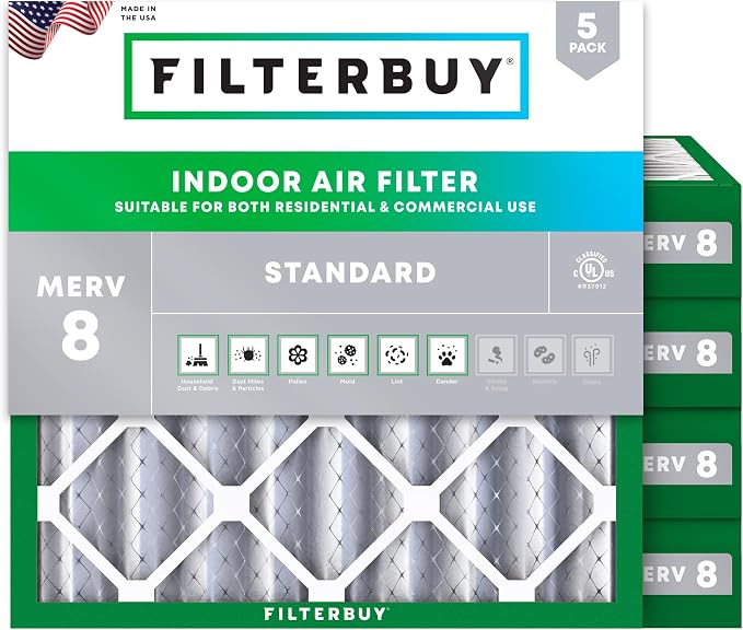 Filterbuy 20x20x4 Air Filter MERV 8 Essential Dust & Allergy Defense, by Filterbuy