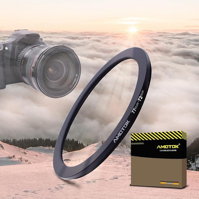 77mm Lens to 72mm Camera Lens Adapter, 77mm to 72mm Filter Step-Down Ring by AMOTOK