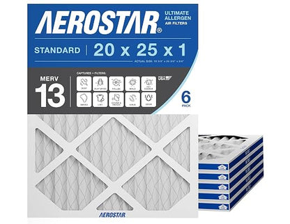 Aerostar 20x25x1 MERV 13 Air Filter, ACTUAL SIZE, Air Conditioning & Furnace by AirFiltersDelivered