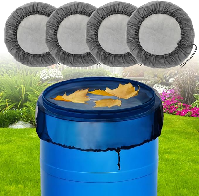 4 Pcs Rain Barrel Mesh Cover, 39.4 inch Water Collection Bucket Net by MODOSON