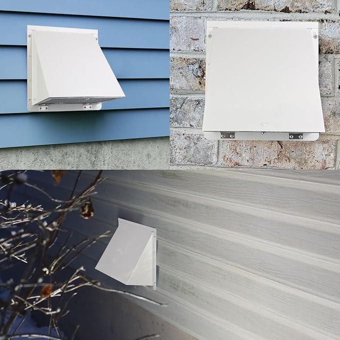 8 Inch Hooded Wall Vent with Screen and Damper, Outdoor Wall Exhaust Vent Cover - Image 8