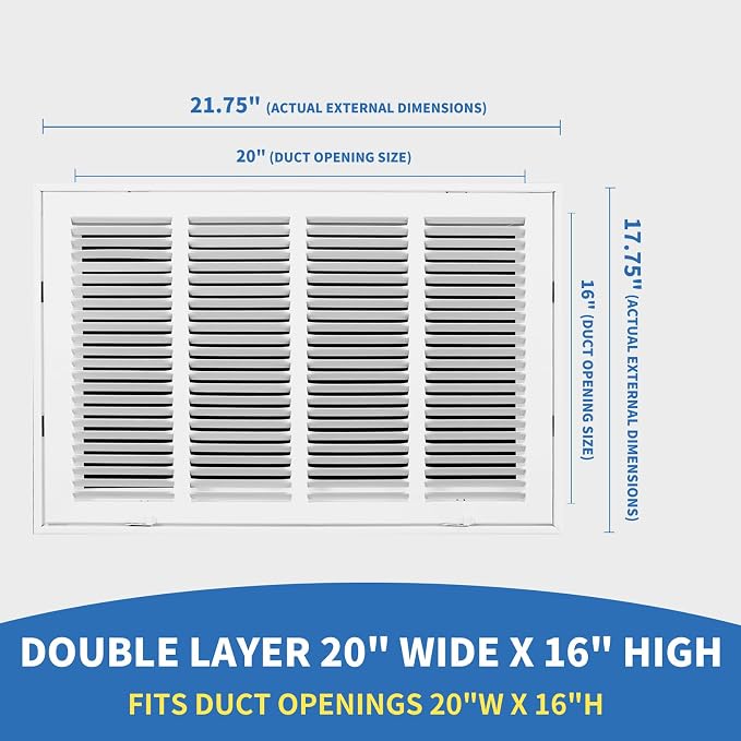 20x16 Return Air Grille, Return Air Vent Cover - Image 2