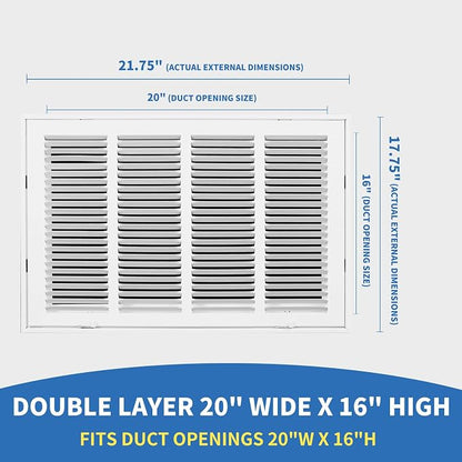 20x16 Return Air Grille, Return Air Vent Cover - Image 2