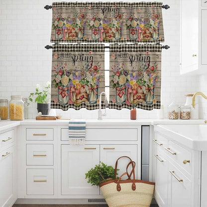 Spring Flowers Kitchen Curtains Set 3 Piece - Image 3