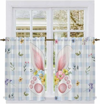Easter Kitchen Curtains 54 Inch Long 2 Panel Set, Rod Pocket Window Curtains - Image 2