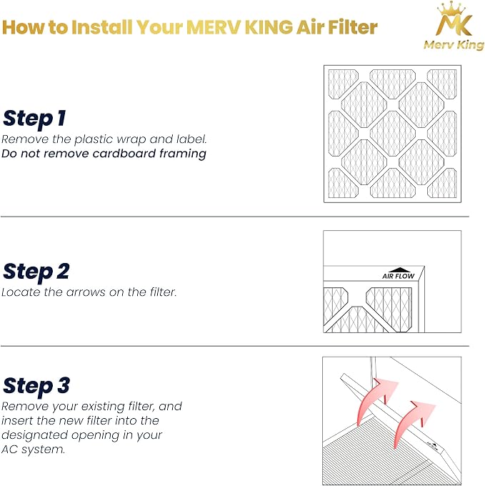 MervKing 16x20x1 Air Filter Actual Size: 15.7" x 19.7" x 0.75" MERV 13 MPR - Image 3
