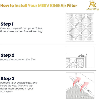 MervKing 16x20x5 Air Filter Actual Size: 15.88" x 19.88" x 4.38" MERV 8 MPR - Image 4
