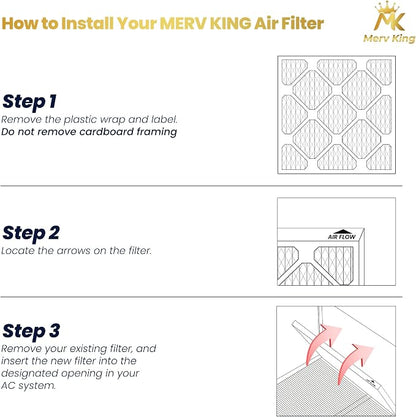 MervKing 16x20x1 Air Filter Actual Size: 15.7" x 19.7" x 0.75" MERV 8 MPR - Image 3