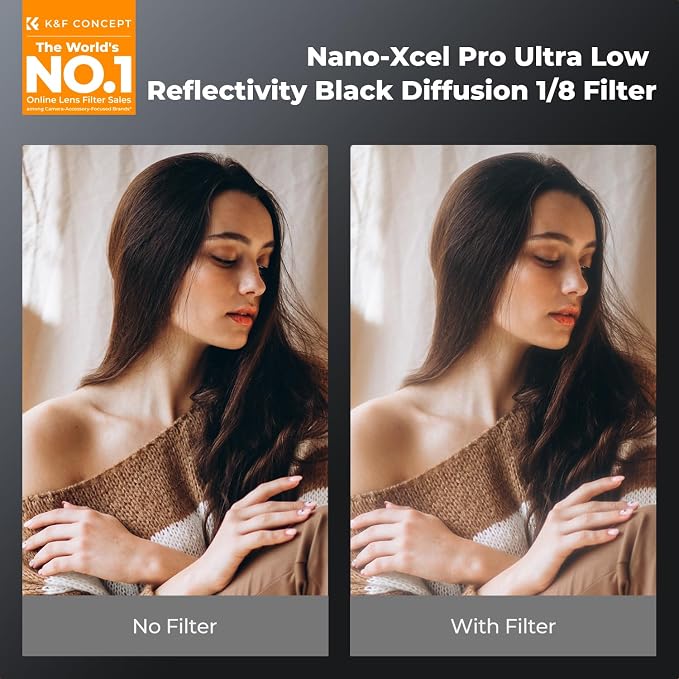 K&F CONCEPT 82mm Black Diffusion 1/8 Filter Mist Cinematic Effect Black - Image 2