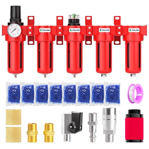 TAILONZ PNEUMATIC 0-150PSI 3/8 Inch NPT Red Industrial Grade 5 Stage Air Drying by TAILONZPNEUMATIC