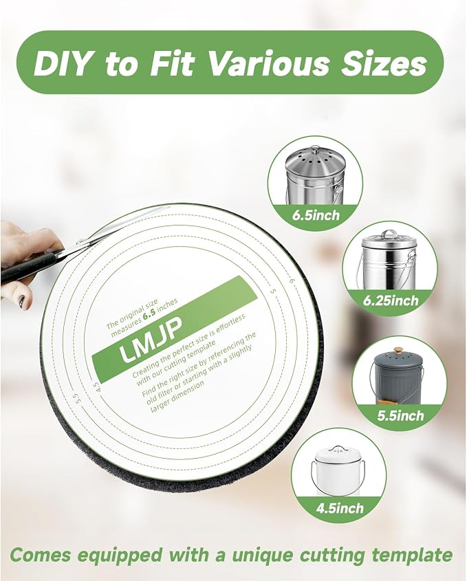 6.7 Inch Charcoal Filters for 8 Pack Kitchen Countertop Compost Bins- Extra - Image 7