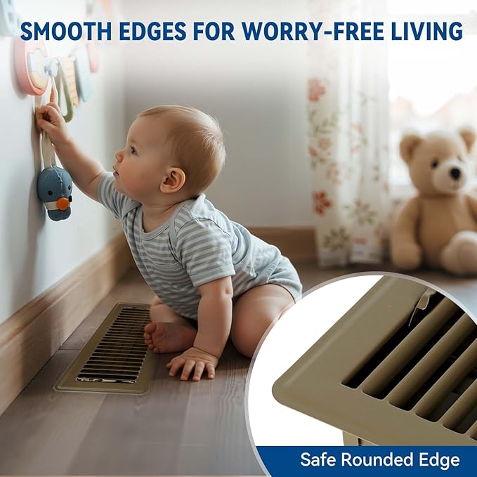 4" x 10" Floor Register Vent Covers 4-Pack, Walkable Powder-Coated Metal Vent - Image 4