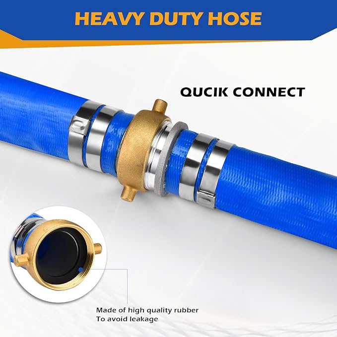 1.5" x 100 ft Discharge Hose for Swimming Pools, Heavy Duty PVC Lay Flat Water - Image 3